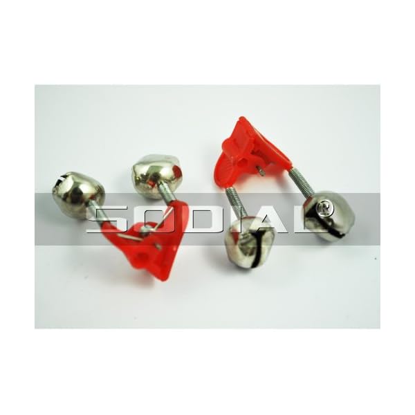 SODIALR-20-Pcs-Fishing-Rod-Alarm-Dual-Alert-Bells-Red-Silver-Tone
