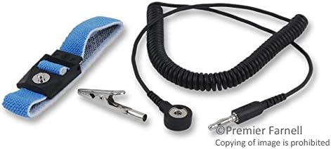 ESD-Safe Adjustable Wrist Strap with 4mm Snap and 6' Cord, Blue and White