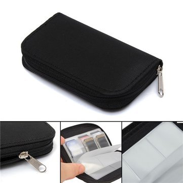 Memory Card Organizer Carrying Pouch Storage Bag Black for 20pcs CF/SD/SDHC Card