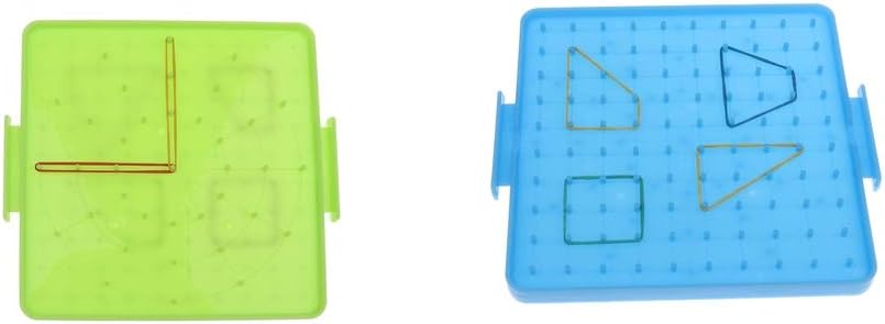 DYNWAVE Pack of 2pcs Geoboard with Rubber Bands, Geometry Board, Mathematics Teaching and Learning Toys, 6 x 6 Inch Size