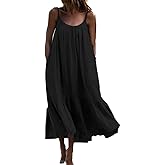 KEOMUD Women's Summer Casual Sleeveless Loose Dress Beach Maxi Long Dress