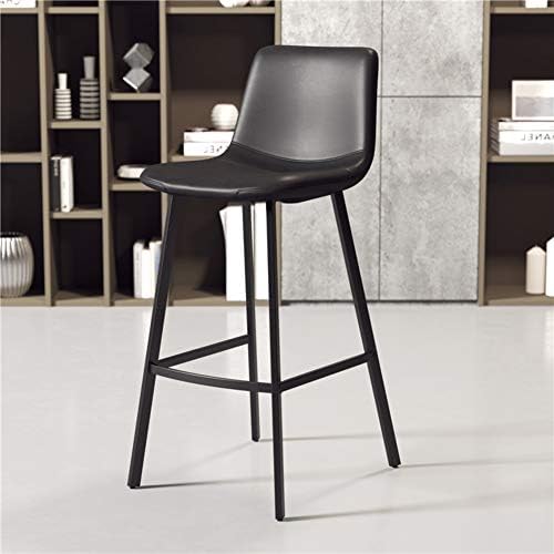 QYN Leisure Simple Bar Height Stool Dining Chair,Leather Upholstered Backrest Side Chair Waterproof Durable Bistro Cafe Household Barstool-a 46x50x99cm(18x20x39inch)
