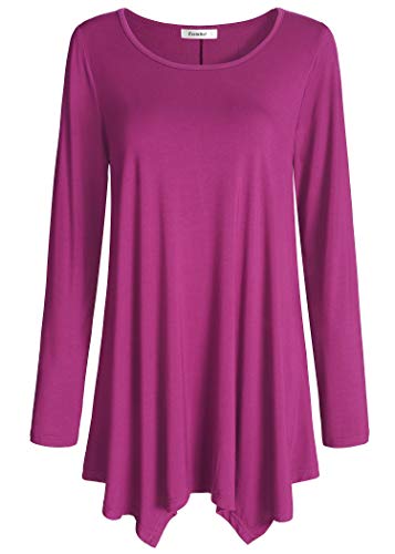 Esenchel Women's Long Sleeve Tunic Top for Leggings Flared Shirt 4X Boysenberry