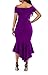 ONLYSHE Womens Sexy Off Shoulder Bardot Lace Evening Gown Fishtail Maxi Dress Purple Large