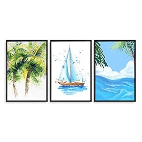 3 Piece Framed Canvas Home Artwork Decoration Nordic Summer Day Canvas Wall Art for Living Room, Bedroom - 16"x24"x3 Panels
