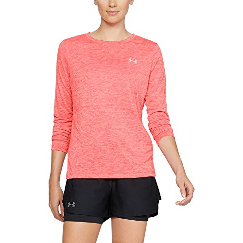 Under Armour Women's Tech Twist Crew Long sleeve, After Burn (877)/Metallic Silver, Medium