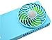 Welltop Mini Mirror Fan Handheld Fan Electric Personal Fans 3 Speeds Portable Mini USB 18650 Rechargeable Emergency Power Bank Ultra-thin Summer Fan (Blue)