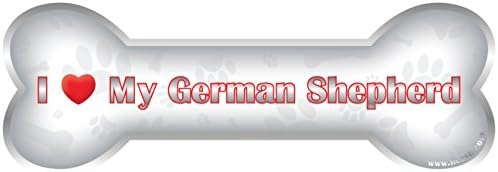 iLeesh i Love My German Shepherd Bone Car Magnet, Reflective Chrome