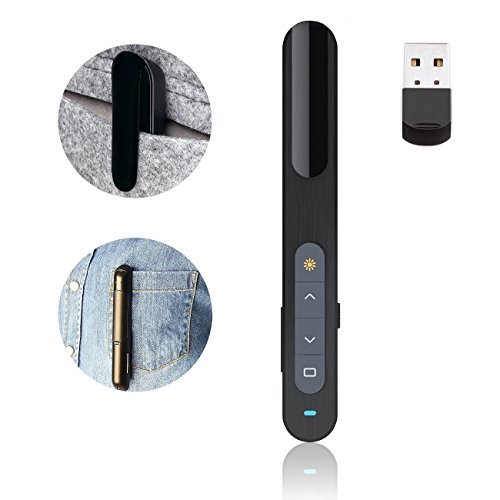 Wireless Presenter, Remote Clicker Support hyperlinks RF 2.4GHz PowerPoint Clicker Presentation, Remote Control PPT Pointer Clicker Flip Pen - Thumbnail 3