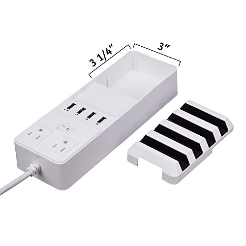 4-Port USB Charger w/ Built-In Phone Rests (Universal) Rapid-Charging Smart Hub for Smartphones, Tablets, Mobile Devices | Home, Office, Travel | AC Power