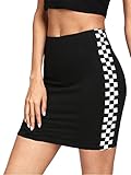 Floerns Women's Stretch Side Plaid Print Bodycon Mini Skirt