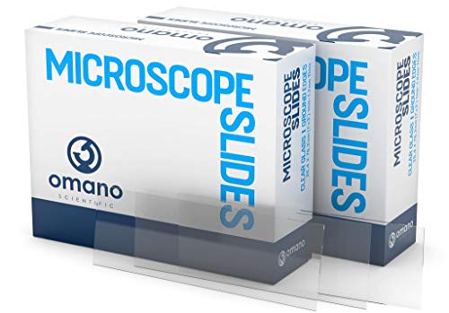 Omano Blank Microscope Slides with Coverslips (50-Pack) Personal, Professional, Student, Kid Use | Clear, Pre-Cleaned Glass | Ground Edge | 25.4 mm x 76.2 mm