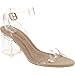 Top Moda Womens Ivan-1 Lucite Clear Strappy Block Chunky High Heel Open Peep Toe Sandal,Beige,8.5