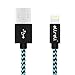 aLLreli Nylon Braided Lightning Sync & Charge USB Cable for iPhone 6, 6 Plus, 5S, 5C, 5, iPad 4, Air, Air 2, Mini, Mini 2, Mini 3, iPod 5th, Nano 7th Generation - Black