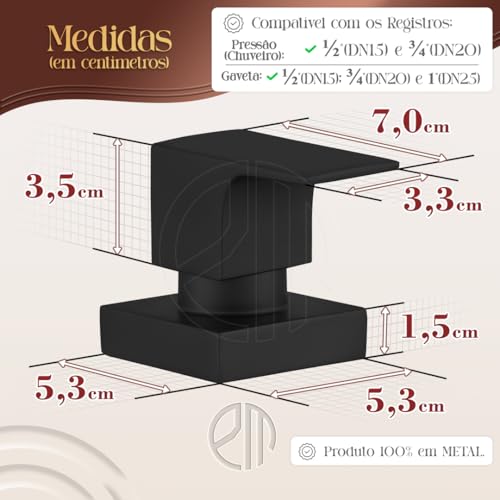 Acabamento Registro Quadrado Alavanca Preto Chuveiro Padrão Docol