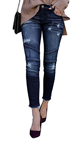 Kancan Women's Distressed Motto Denim Ankle Skinny Dark Wash KC208201SD Size 3