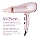 Lee Stafford Hair Blow Dryer 1875W - Professional Fast Dry CoCo LoCo Dryers: Quiet Lightweight with Coconut Oil Infused Grille for Healthy Hair - 2 Speed 3 Heat Settings - Pink & Rose Gold