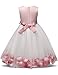 NNJXD Girl Tutu Flower Petals Bow Bridal Dress for Toddler Girl Size 5-6 Years Big Pink