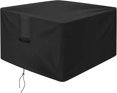 OKPOW Fire Pit Cover 90cm Square 600D Waterproof Heavy Duty