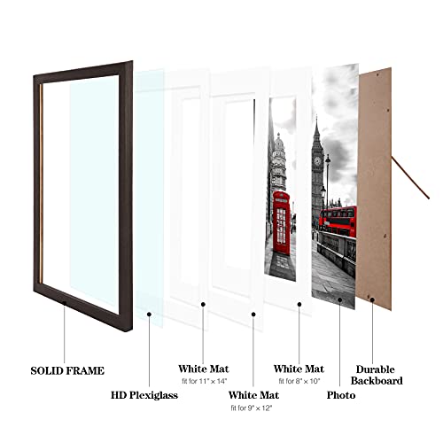 WOOROLL Wood 12x16 Picture Frames without Mat, Rustic Distressed 11x14