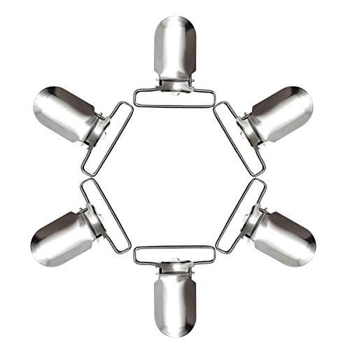 20 Pieces 1.25 inch Suspender Clips Heavy Duty Metal Pacifier Clips for Making Pacifier Holders Bed Sheet Fasteners Straps Bib Clips Toy Holder Silver Color