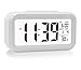Oneoffcar Alarm Clock,Travel Alarm Clock,Battery Operated Smart Backlight Alarm Clock, Large LCD Display Slim LED Clock (with Date,Temperature,Snooze), for Office Bedroom Travel(White)