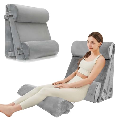 Unicame Conjunto de 4 Almohadas Ortopédicas en Cuña para Cama,Almohada de Cuña para Dormi Recuperación Postoperatoria,Mitigación de Reflujo Ácido y Gastroesofágico (Espuma de Poliuretano, 4)