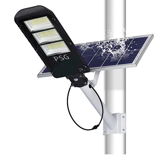 180W Solar Street Lights Outdoor Lamp, 360 LEDs 10000 Lumens with Remote Control,Light Control, Dusk to Dawn Security Led Flood Light for Yard, Garden, Street, Basketball Court