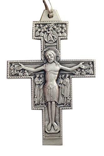 I G J 925 Sterling Silver Saint Damiano Crucifix - Faithful reproduction in silver of the Crucifix that spoke to St. Francis of Assisi
