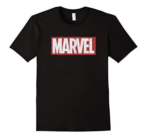 Mens marvel classic distressed logo graphic t-shirt large black