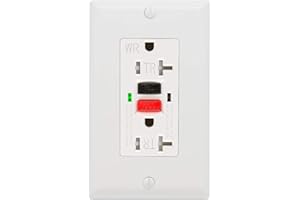 POWAWINI GFCI Outlet 20 Amp, UL Listed, Self-Test GFI Receptacles, TamperResistant, Weather Resistant, LED Indicator, with Decor Wall Plates and Screws, Indoor or Outdoor Use (Red/Black)