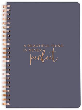 Purepaper Notepad | Spiral-Bound | Notepad Bullet Journal | Beautiful Is Never Perfect, DIN A5, Soft Cover, 120g, Dotted, Dotted, Dot Grid gepunktet 60 Blatt Beutiful Is Never Perfect