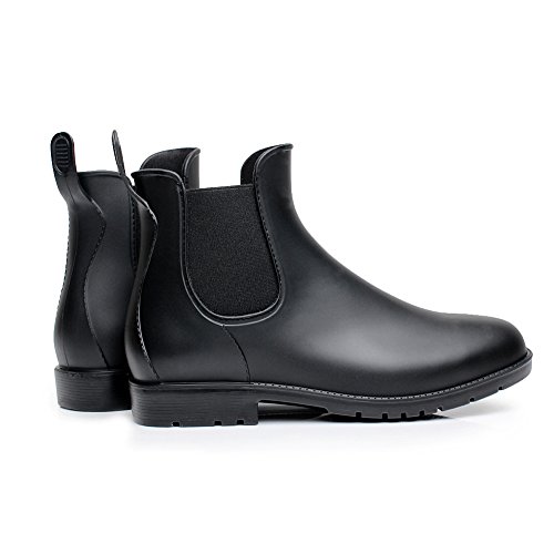 17KM Women's Black Ankle Rain Shoes Anti Slip Short Rain Boots Slip On Waterproof Chelsea Boots