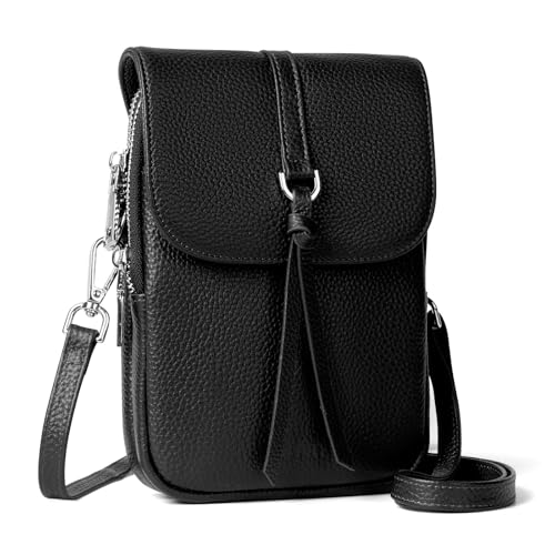 befen Genuine Leather Mobile Phone Case for Hanging, RFID Blocking Mobile Phone Shoulder Bag, Women's Small Handbag, Leather, Mobile Phone Case with Purse for Hanging, Crossbody Bag with Adjustable