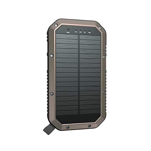 LEDMOMO Solar Charger, Portable Camping Solar Panel Phone Chareger External Battery Power Bank with Dual USB Port 21 LED Lights for iPhones iPads Samsung GPS Devices (Yellow)
