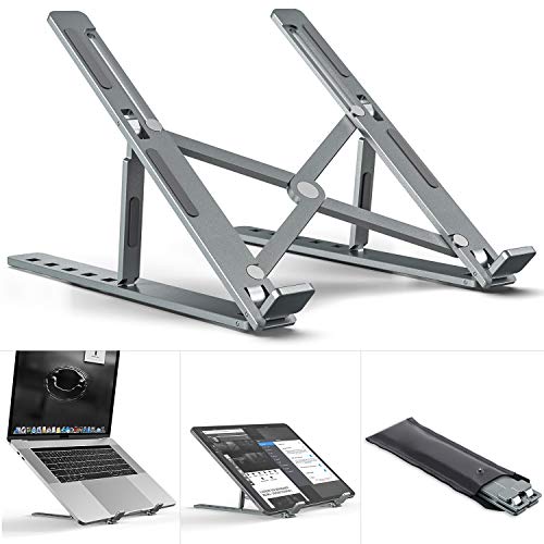 Laptop Stand, MiiKARE Aluminium Alloy Adjustable Laptop Riser Ergonomic Ventilated Portable Desktop Holder Compatible with 11-17 Inch MacBook Notebook PC Tablet Thinkpad