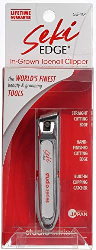 Seki Edge Ingrown Nail Clipper (SS-104) - Ingrown Toenail Tool has Slanted Straight Edge Cutter, Nail Catcher, and Nail File