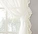 No. 918 Alison Ruffled Floral Lace Sheer Rod Pocket Curtain Set, 58