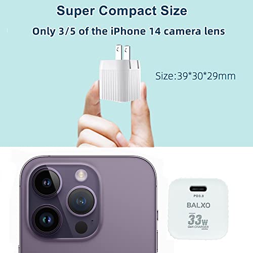 USB C Charger, 33W GaN Ⅲ Wall Charger,PD QC 3.0 Adapter,Foldable PPS Fast Charger,Type C Charger Fast Charging Block Compatible with MacBook Pro, iPad, iPhone 14 Pro Max,Galaxy S23/S22, Balxo