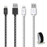 Go Beyond(TM) 10 Feet 8 Pin iPhone 5/6 USB Data Sync / Charging Cable for iPhone 6/6 Plus, iPhone 5/5S/5C , iPad Mini, iPod Touch 5th Generation (White Nylon Cable+Black Nylon Cable). SHIPPED IN SAME BUSINESS DAY. Compatible with iOS 8