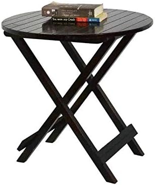 Anva Sheesham Wood Foldable Patio Dining Table | for Balcony, Garden and Outdoor | Square Table | 29 x 29 in | Black Round Table