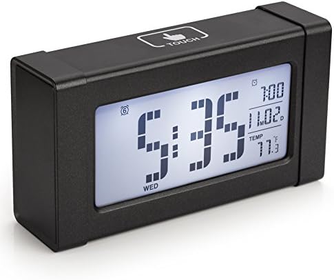 Alarm Clock, Arespark Music Digital Clock, Silent Bedroom Alarm Clock with 20 polyphonic music, Snooze and Temperature Display, Smart Night Light, Large LCD Display, Battery Operated- Black