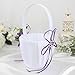 OurWarm Double Heart Wedding Flower Girl Basket White Satin Rhinestone Decor Purple Wedding Party Favor