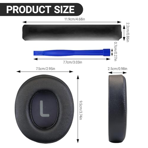 1 Pair Headphone Earpads and 1 Headband for JBL Tune 700(700BT)/710(710BT)/720(720BT)/750(750BT,750BTNC), 760(760NC), with Phonic Insulation Foam (Black)