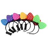 Renineic LED Flash Lights Mini Luminous Bow Headband Hairpin Hair Hoop Clips (10pcs, Random color)