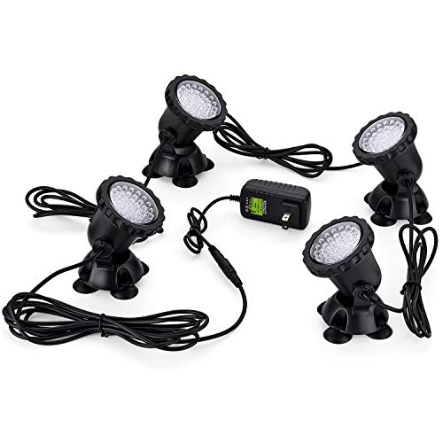 CPROSP Pond Lights IP68 Waterproof 8W Submersible Multi-Color Spot Light Underwater Lights Landscape Decorative Spotlight for Aquarium Garden Pond Pool Tank Fountain Waterfall (Set of 4)