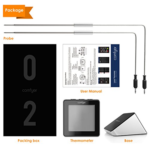Wireless Remote Meat Thermometer, Comfyer Bluetooth Digital Food Cooking Instant Read Thermometer with Dual Probe, Alarm Monitor, LCD Backlight for Candy BBQ Grill Kitchen Smoker Oven Fry Food Milk - Thumbnail 6