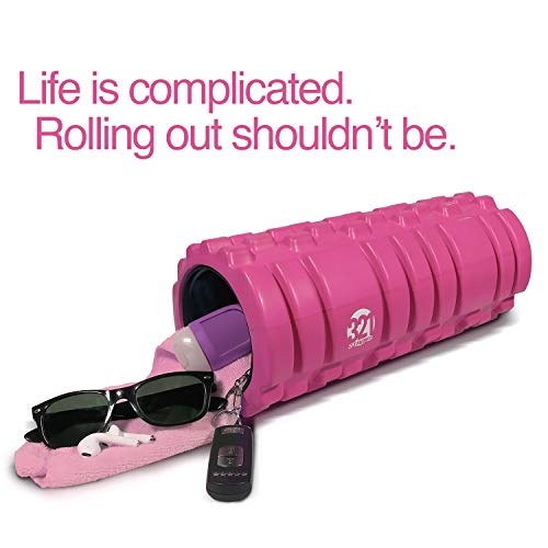 321 STRONG Foam Roller for Muscle Massage with End Caps - Store Keys, Towels, and Other Accessories - Blue