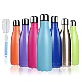 BOGI 17oz Insulated Water Bottle Double Wall Vacuum Stainless Steel Bottle Leak Proof Keeps Hot and Cold Drinks for Outdoor Sports Camping Hiking Cycling, Comes with a Cleaning Brush Gift (Mint)