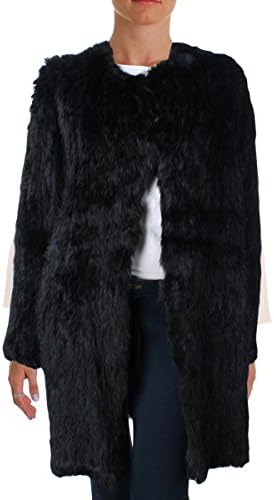 Yves Salomon Womens Rabbit Fur Unlined Coat Black 40